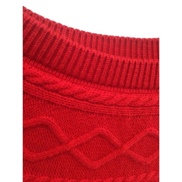 Talbots Women Cable Knit Sweater Size LP Large Cashmere Transitional Red Preppy - Picture 6 of 10